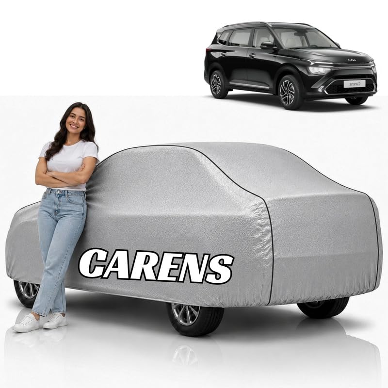 Image of Mind-Blowing 2026 100% Waterproof Carens Car Cover | Polyester Car Body Cover for Rain & Sun | UV Protection, Dustproof, Scratch Resistant, Windproof, Heat Resistant, Custom Fit (Silver)