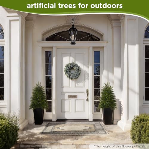 Image of 3 ft Artificial Topiary Cedar Trees Set of 2 for Outdoor