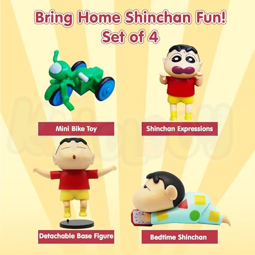 Image of Kidology Shinchan Miniature Toys - Set of 3 Cute Anime Figurines for Decoration, Collectible Action Figures,Birthday Party Favors, Playset Toys for Kids, Fans & Collectors