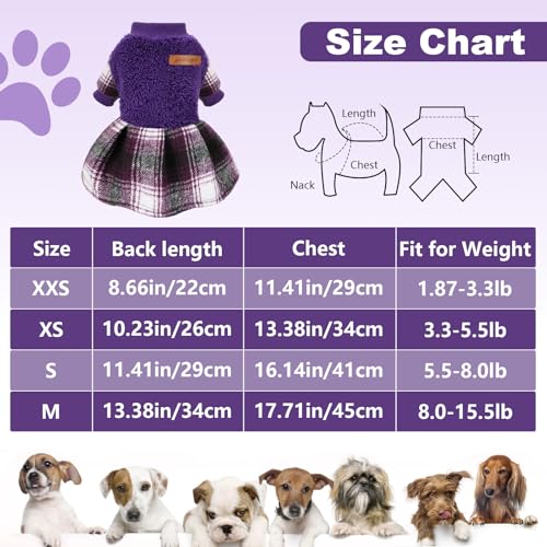 Image of Dog Sweater Dog Clothes for Small Dogs Boy Girl Fall Puppy Dress Warm Fleece Chihuahua Yorkie Teacup Doggie Sweaters Dresses Doggy Sweater for Small Dogs Girl Cat Outfit, Purple, XS