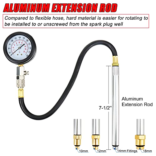 Jifetor Engine Compression Tester Gauge Kit Cylinder Test Pressure Gage Tool 9Pcs Set With Adapters For Testing Small Gas Petrol Gasoline Engine On Automotive Motorcycle Auto Outboard Motor Snowmobile #TOP5