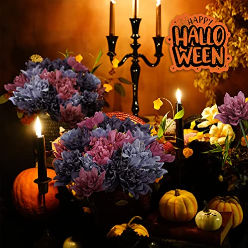 Snail Garden 21 Heads Artificial Dahlia Silk Flowers, 3 Colors Fake Dahila Flowers With Greeting Card For Halloween Baby Shower Décor Wedding Bridal Flower Arrangement( 3 Styles Of Purple ) #TOP2