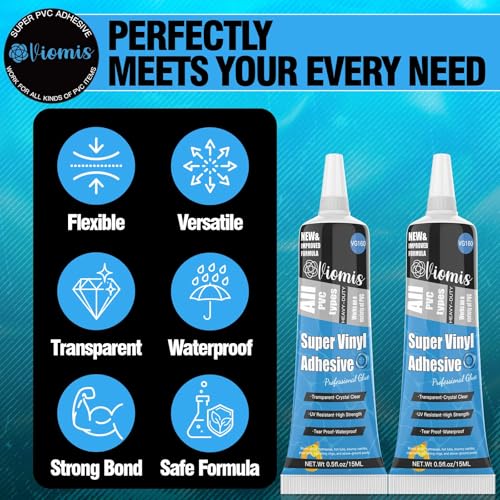 Pool Liner Patch Repair Kit | Transparent Air Mattress Patch Kit | Inflatable Patch Repair Kit for Swimming Ring, Air Mattress, Bounce House, Hot Tub, Inflatables, Tent | PVC Glue (15ml 2Pack) - Thumbnail 2