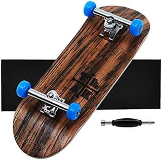 Teak Tuning Prolific Complete Fingerboard with Upgraded Components - Pro Board Shape and Size, Pro Wheels, Trucks, and Locknuts - 34mm x 97mm Handmade Wooden Board - Blue Suede Shoes Edition