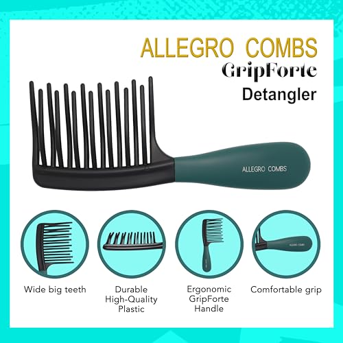 Peine para cabello rizado Allegro Gripforte X-Large negro y verde miniatura 6