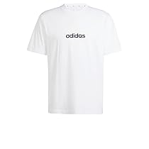 adidas Homme Essentials Linear Single Jersey Tee, White, Black, L
