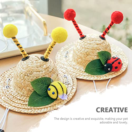 Sombrero de paja para mascota pequeña Little Bee miniatura 5
