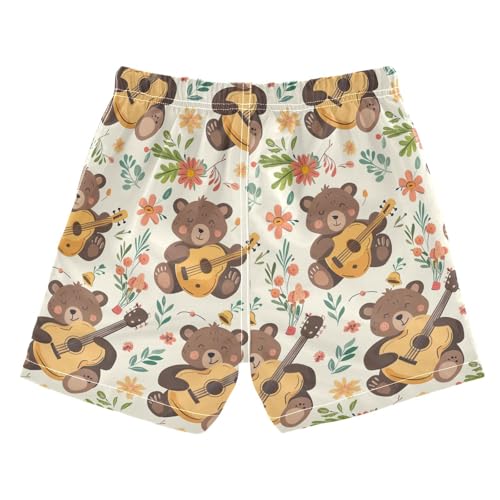 senya Flower Bear Play Guitar Boys Swim Trunks Toddler Shorts Swimwear Boardshorts2