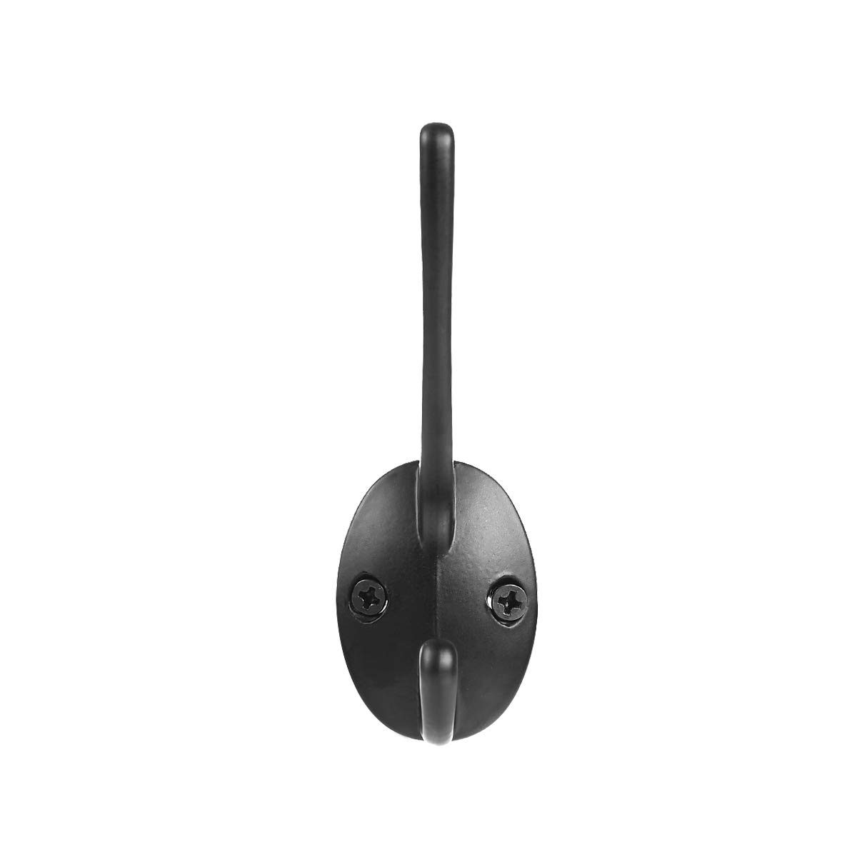 Yicare 10 Pieces Rustic Coat Hooks Double Prong Robe Hook Retro Double Hooks with 20 Screws for Door Coat Hooks Bathroom Kitchen Scarf Bag Towel Key Cap Cup Hat. (Black)