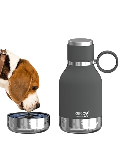 Asobu Botella de Agua para Perros con Cuenco Integrado, Color Ahumado