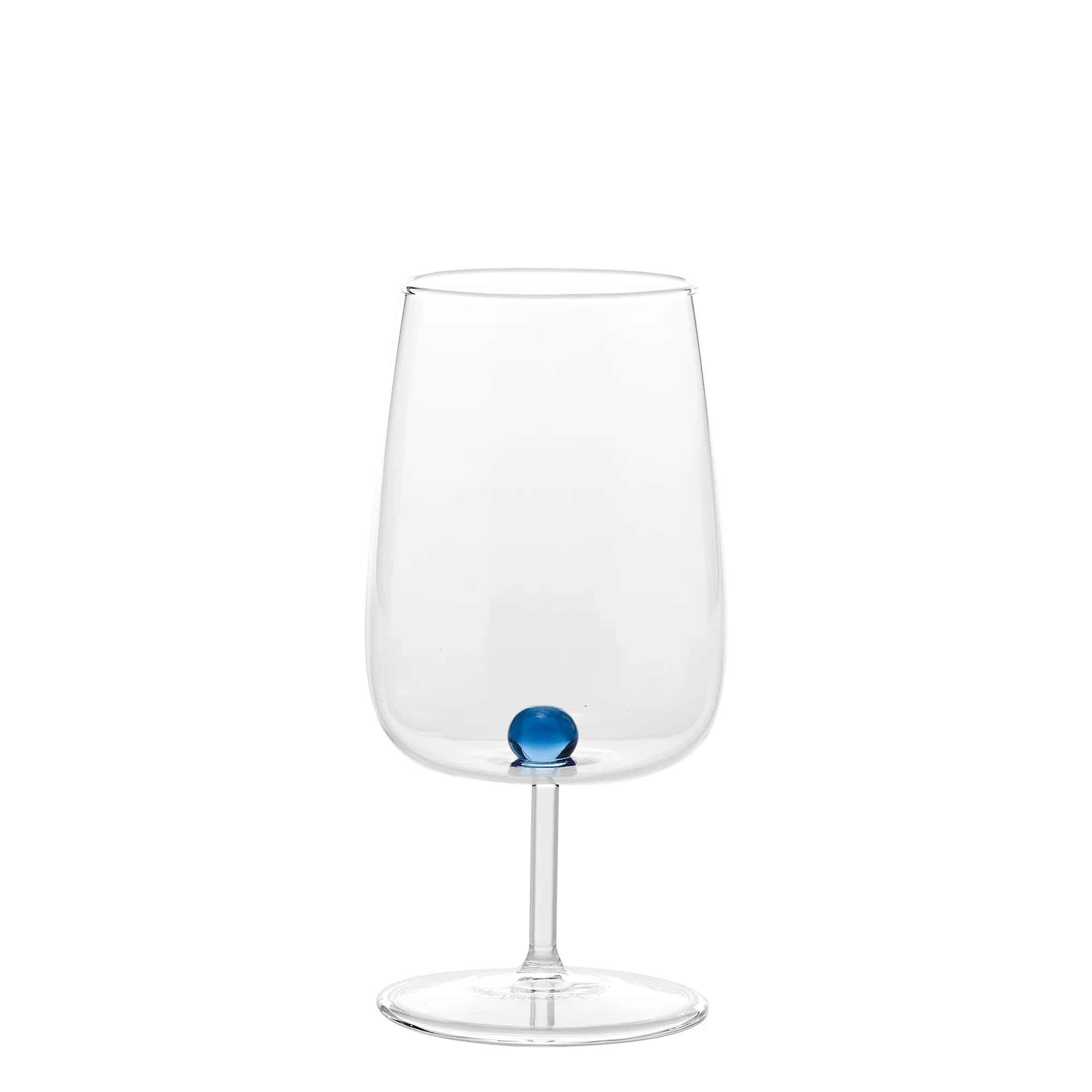 Vasos de vidrio artesanal Zafferano Bilia juego de 6 piezas con esfera azul resistente