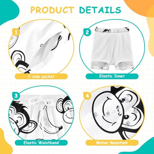 Toddler Boys Swimwear Swim Trunks with Compression Liner 4T Monkey Banana Line4