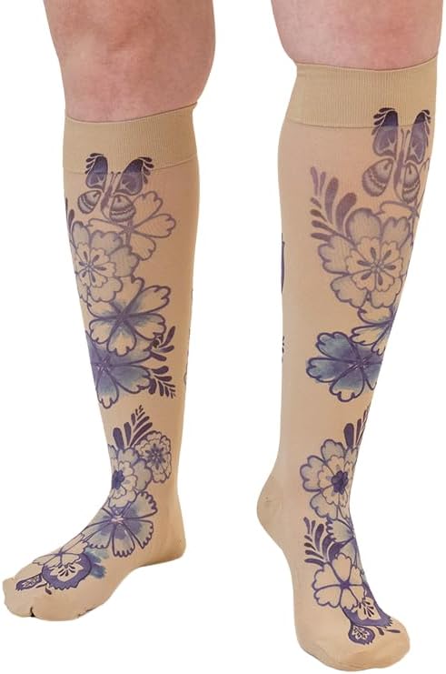 Lymphedivas Serenity Beige Medical Graduated Compression Sock Pair 30-40mmHg