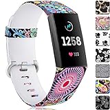 Maledan Compatible with Fitbit Charge 3 Bands, Water Resistant Breathable Strap Wristbands Compatible with Fitbit Charge 3 Fitness Activity Tracker, Colorful Jellyfish, Small