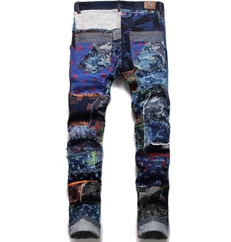 Moriste Colorful Jeans Men Denim Pant Patch Jeans Slim Fit Personality Designer Jeans Show Denim Men 247 36 #TOP6