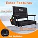 Romswi 2-Pack Stadium Seats with Back Support & Armrests, Lightweight Bleacher Chairs with 2 Cup Holders, Portable for Football Games & Events, Black