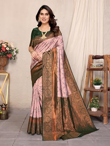 Image of Women's Kanjivaram Soft Silk Banarasi Saree With Blouse Piece | Banarasi Sari For Women | Saree with Blouse piece