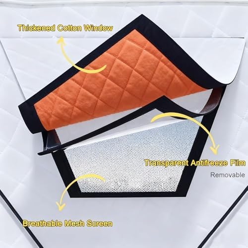 2.6m Winter Fishing Shelter - Insulated Pop-Up Ice Fishing Tent for 3-5 Adults, 420D Windproof Fabric, Spacious 4.4sqm, Includes Stove Jack for Warmth