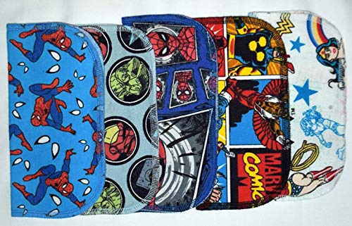 1 Ply Printed Flannel 8X8 Inches Little Wipes Set Of 5 Favorite Superhero Characters #TOP2
