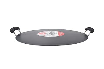 kinox Non Stick Aluminium Heavy Duty Double Handle Patri Tawa/Dosa Tawa, Round 380 mm, (Black)
