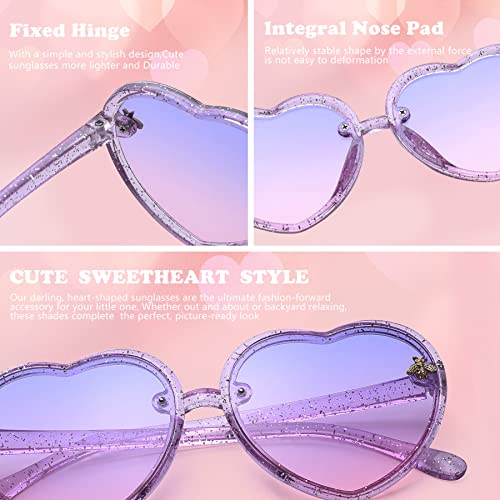 Pro Acme Heart Sunglasses Kids For Toddler Girls Age 3-10 Shaped Bee Cute Fashion Sunnies(Purple Frame/Gradient Pink Lens,55Mm) #TOP3