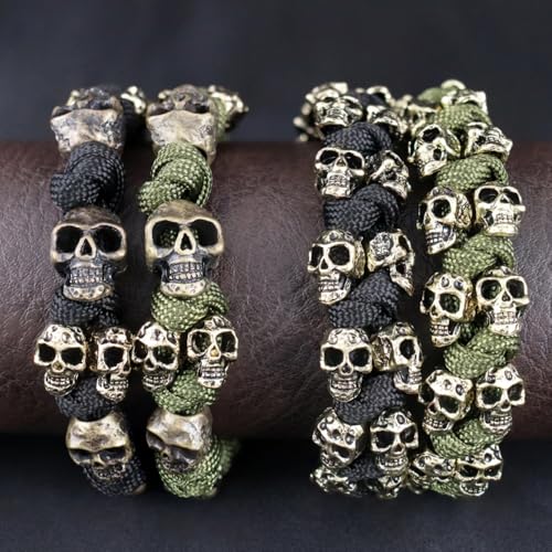 The Skull Army Paracord Bracelet, Men's Vintage Skeleton Paracord Woven Bracelet Gothic Skeleton Adjustable Braided Handstring2