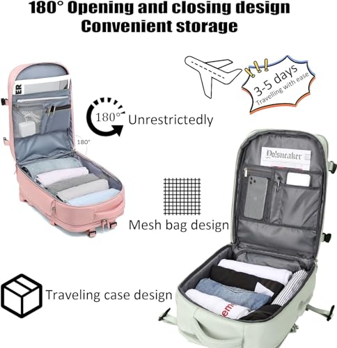 Tourism Backpack, Travel Backpack for Women Airline Approved, Hiking Bag, Anti Theft Business Backpack with Shoes Compartment (Pink)2