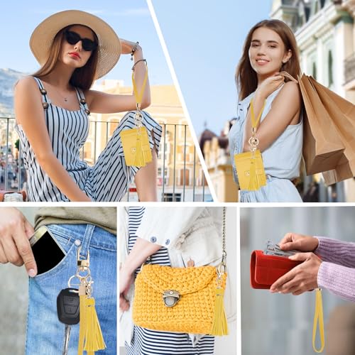Image of KNGITRYI Small Wristlet Wallets for Women RFID Credit Card Holder Wallet Keychain Wristlet Wallet Credit Card Wallets for Women (Yellow)