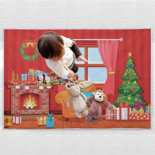 Lurrose Natal Cena Fundo Pano Natal Fotografia Cenários 3D Natal Tapeçaria Fundo de Parede de Invern