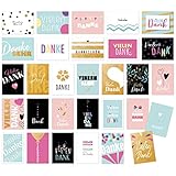 30 Dankeskarten Danke Karten im Set mit Umschlag mit modernen Design Schrift Typo Motiven zum Bedanken und Dankeschön sagen Mix