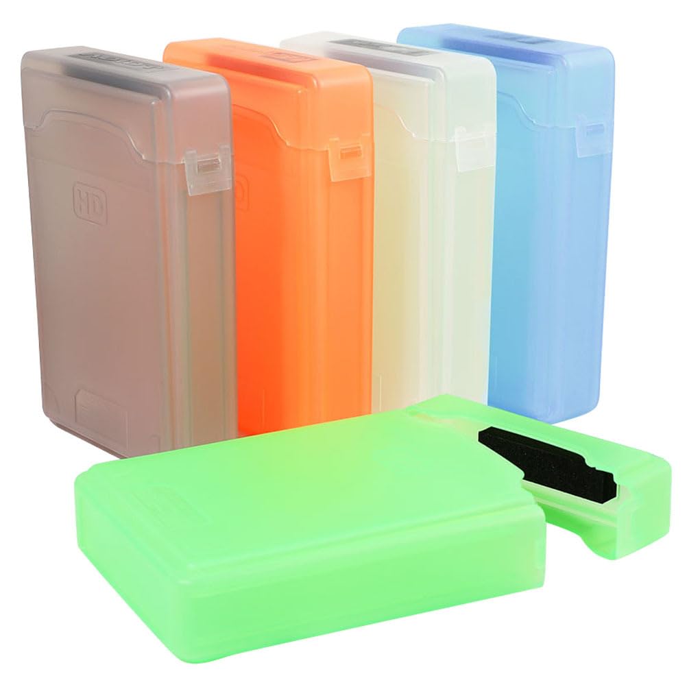 Cabilock Lot De 5 Boîtes De Protection pour Disque Dur Boîtier De Rangement Portable en Plastique Résistant Aux Chocs Et Aux Chutes Format Compact 4.33 X 2.99 X 0.71 in pour Bureau Et Maison