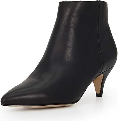 YDN Women Kitten Low Heel Booties Pumps Pointed Toe Ankle Boots Shoes with Zips