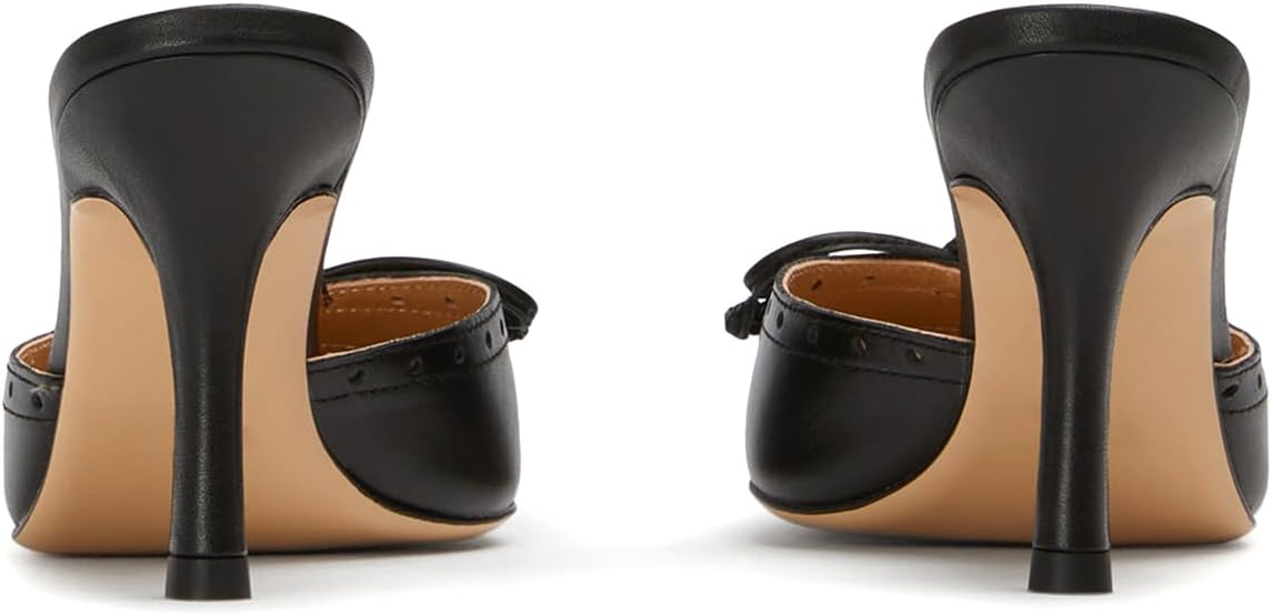 Kitten Heels for Women Closed Toe Heels Vintage Heeled Mules Sexy Pointy Studded Slip on Stiletto Dressy Pumps - Image 6