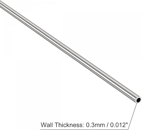 Miniatura 3 de uxcell Tubo redondo de acero inoxidable 304 0.079 in OD 0.012 in espesor de pared 11.811 in longitud 2 piezas