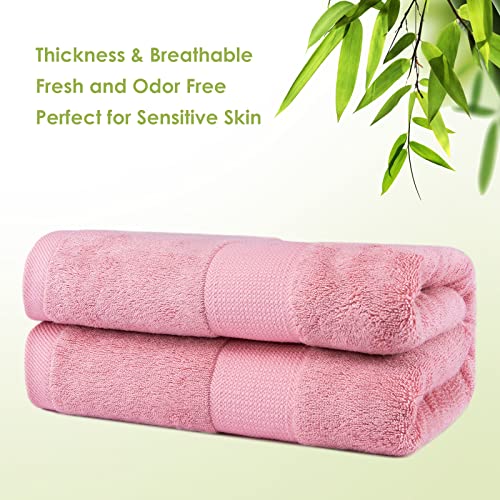 Canfoison Bamboo Bath Sheet For Body, 1 Pack Pink Extra Large Bath Sheet Towel For Adult Kids Baby Luxury Super Soft Highly Absorbent Oversized Bathroom Towels 35" X 70" #TOP1