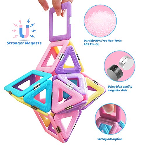 HOMOFY 42pc Castle Magnetic Blocks Learning & Development Magnetic Tiles Blocks 3D STEM Educational Kids Toys for 2 3 4 5 6 Years Old Boys Girls Toddlers Gifts - Thumbnail 2