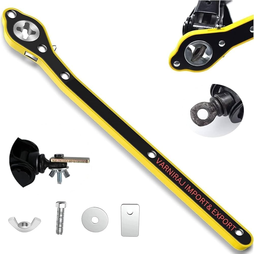 Labor Saving Hand Car for Car, Long Handle for Scissor Jack, Positive and Reversal Knob Design (Jack Wrench Ratchet) (J Wrench+Gloves+Black Napkin)