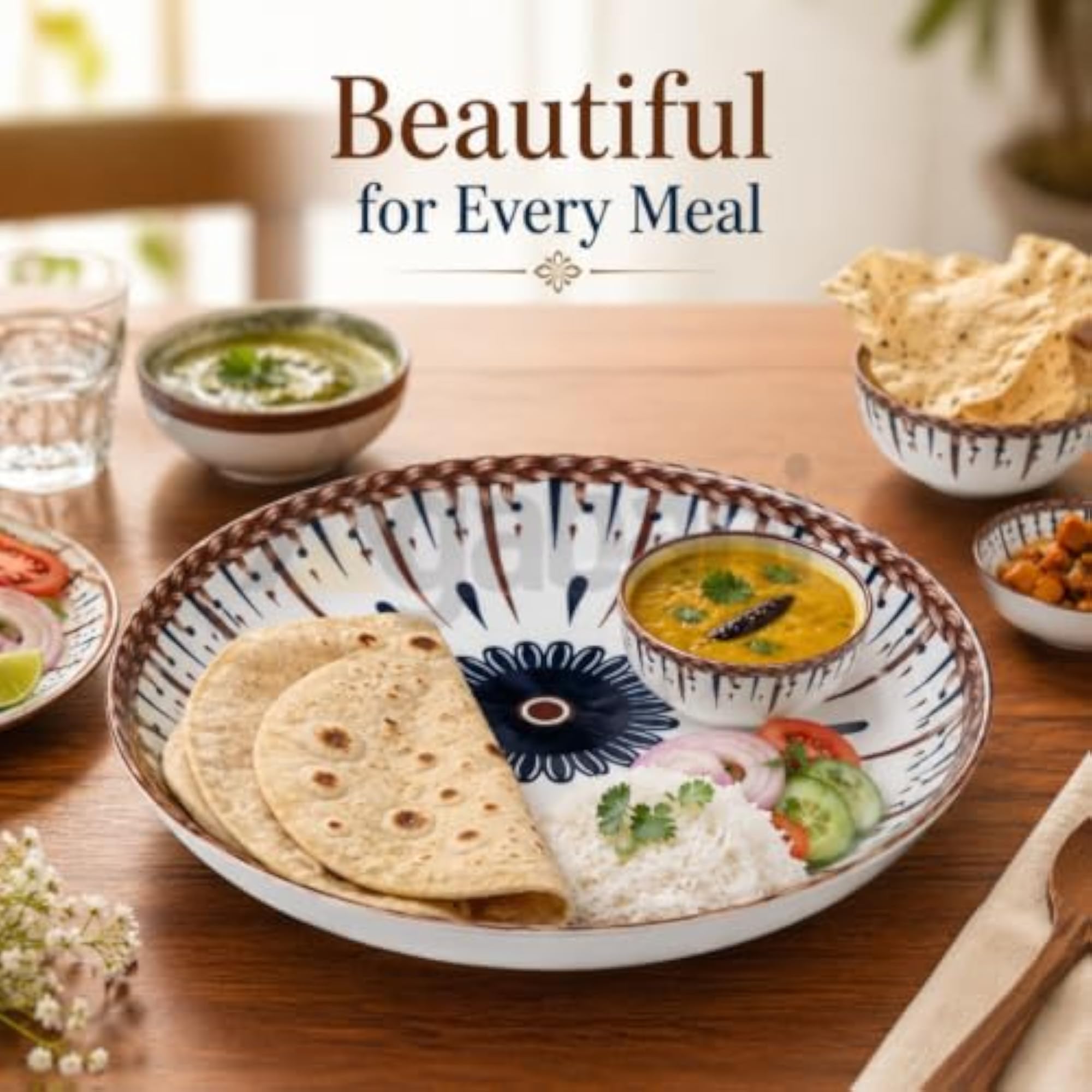 Modern Floral Design Serving Plate, Elegant Tableware