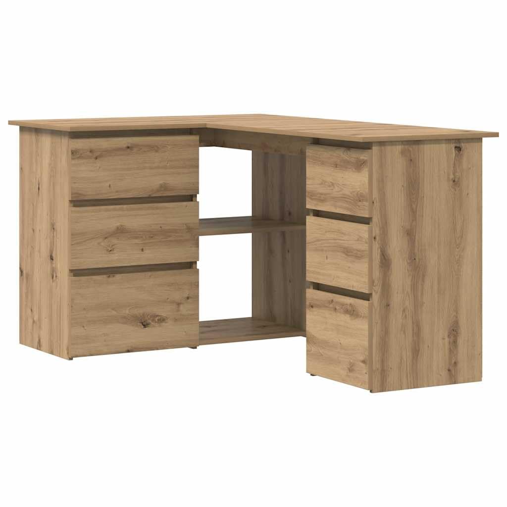 vidaXL Bureau d'angle chêne Artisanal 145x100x76 cm Bois d'ingénierie, Bureau, Bureau d'étude, mobilier de Bureau à Domicile, Bureau d'ordinateur