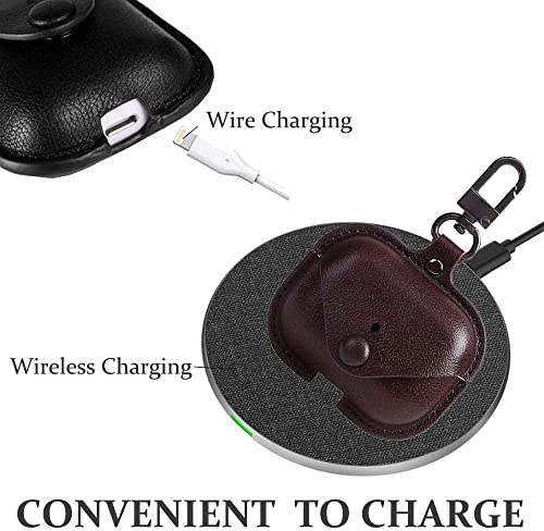 Image of Genuine Leather Case Compatible with AirPods Pro 3rd Gen (2025), VOMA Protective Cover for Apple AirPods Pro 3 Wireless Charging Case with Keychain and Snap Lock Chocolate Brown