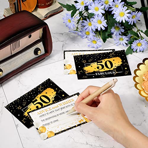 Image of Funrous 50th Birthday Party Message Card Box Cheers to 50 Years Black Gold Advice and Wishes Greeting Card Box for Men Birthday Decorations Party Supplies Anniversary Tables Sign Centerpieces Decor