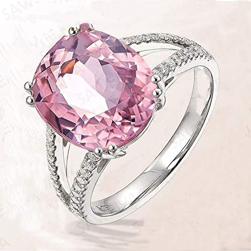 Zittop Elegant Pink Tourmaline Rings Crystal Silver Engagement Ring Fashion Jewelry (7)