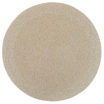 Karma 14-Inch Beaded Placemat - Elegant Round Charger Plate for Dining Table, Cream