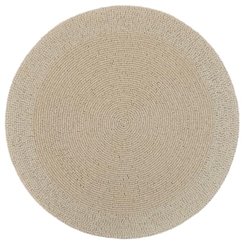 Karma, 14-Inch Beaded Placemat, Elegant Charger Plate for Dining Table, Boho Round Beaded Plate Charger, Cream by Karma - Used condition - US$16.47