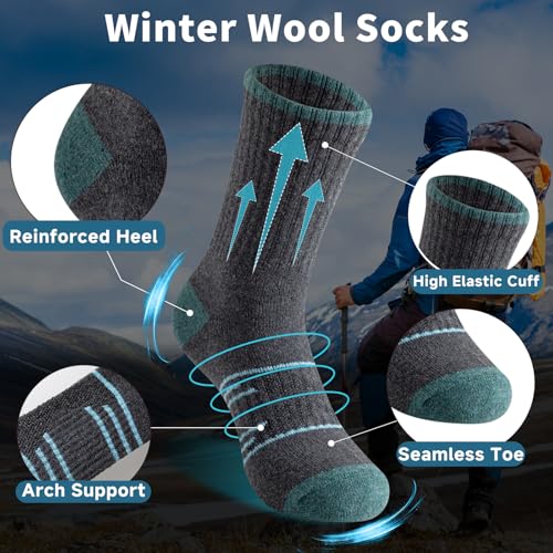 Image of Pleneal Wool Socks for Women - Womens Winter Warm Wool Sock Men Cozy Knit Boots Socks for Women