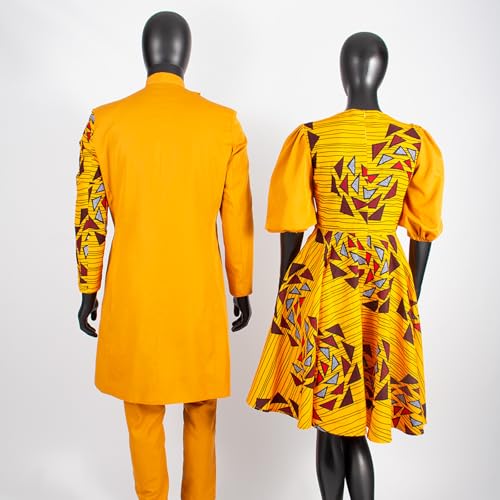 African Couple Matching Clothes Dashiki Women Print Dresses Bazin Riche Men 2 Pieces Suit Jacket and Pant Sets2