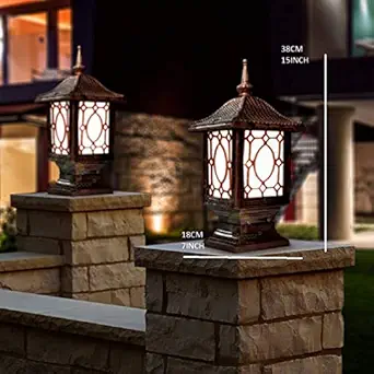 Gate Light for Home,Garden,Resort,Farm house,Fixture Lamp LampPost Lighting For Exterior Outdoor Boundary Main Gate Pillar Fancy Design Style Rust Resistance Waterproof(Bulb NOT Included)2pc