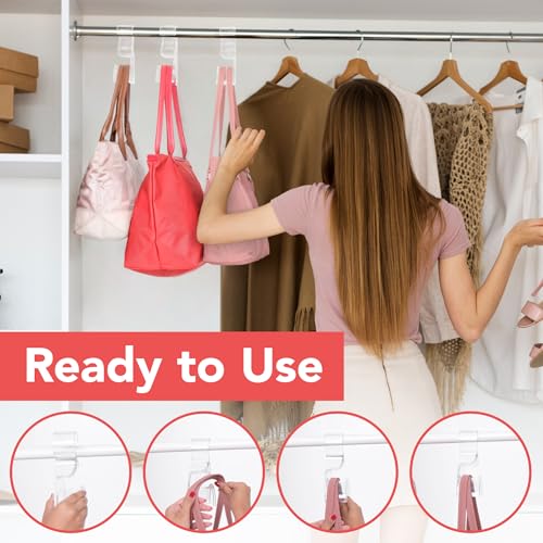 Wiosi Premium Clear Purse Hanger Closet Set of 3 - Durable Acrylic Organizers and Storage Bag Hanger for Luxury Closet - Purse Hanger Holder for Handbags, Premium Backpack Purse Hooks3