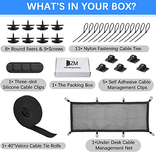 image for Cable Management Net Under Desk Kit, ZZM Privacy Mesh Cable Manager Fl