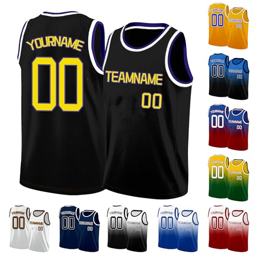 Image of Custom Basketball Jersey for Men - Personalized Name & Number, Embroidered or Printed, Athletic Shirt for Kids, Boys & Youth